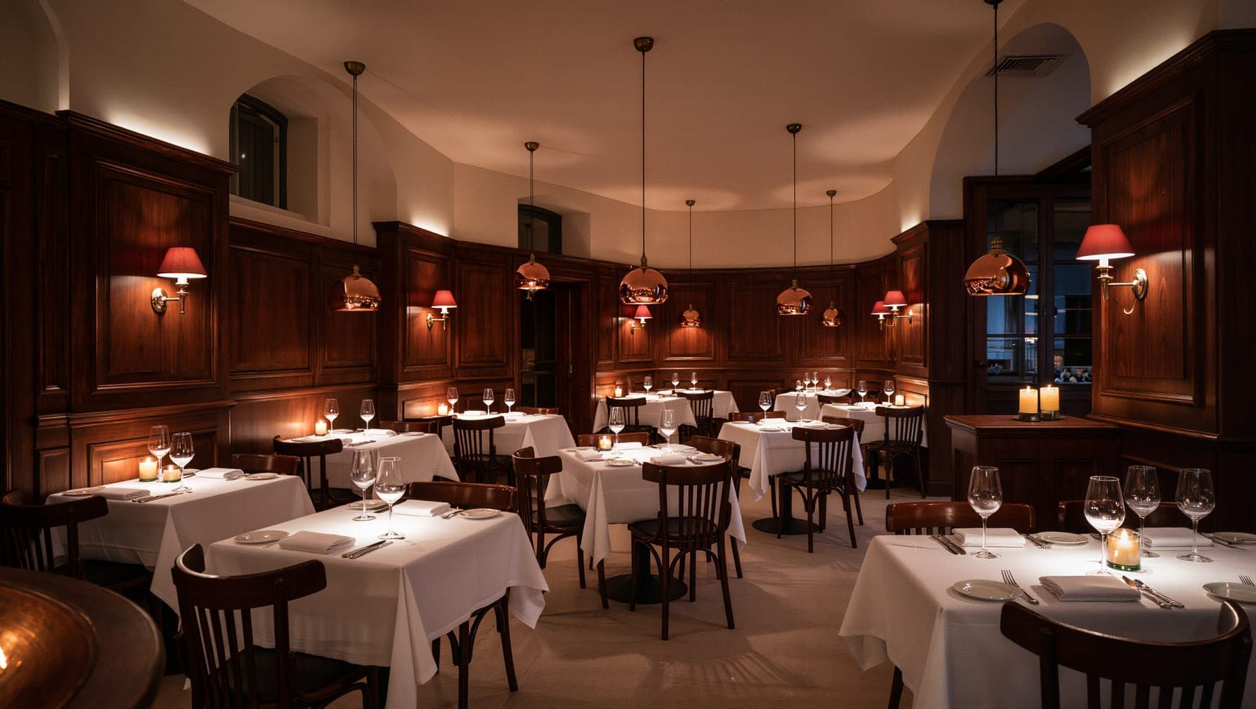 La salle au service du soir, lumière de bougies