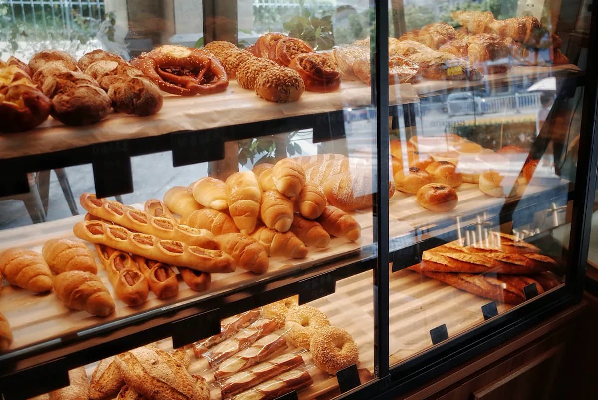 La vitrine des viennoiseries, côté rue